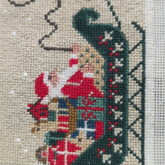 Hand Crafted Santa and Reindeer Cross Stitch - Picture 2 of 6